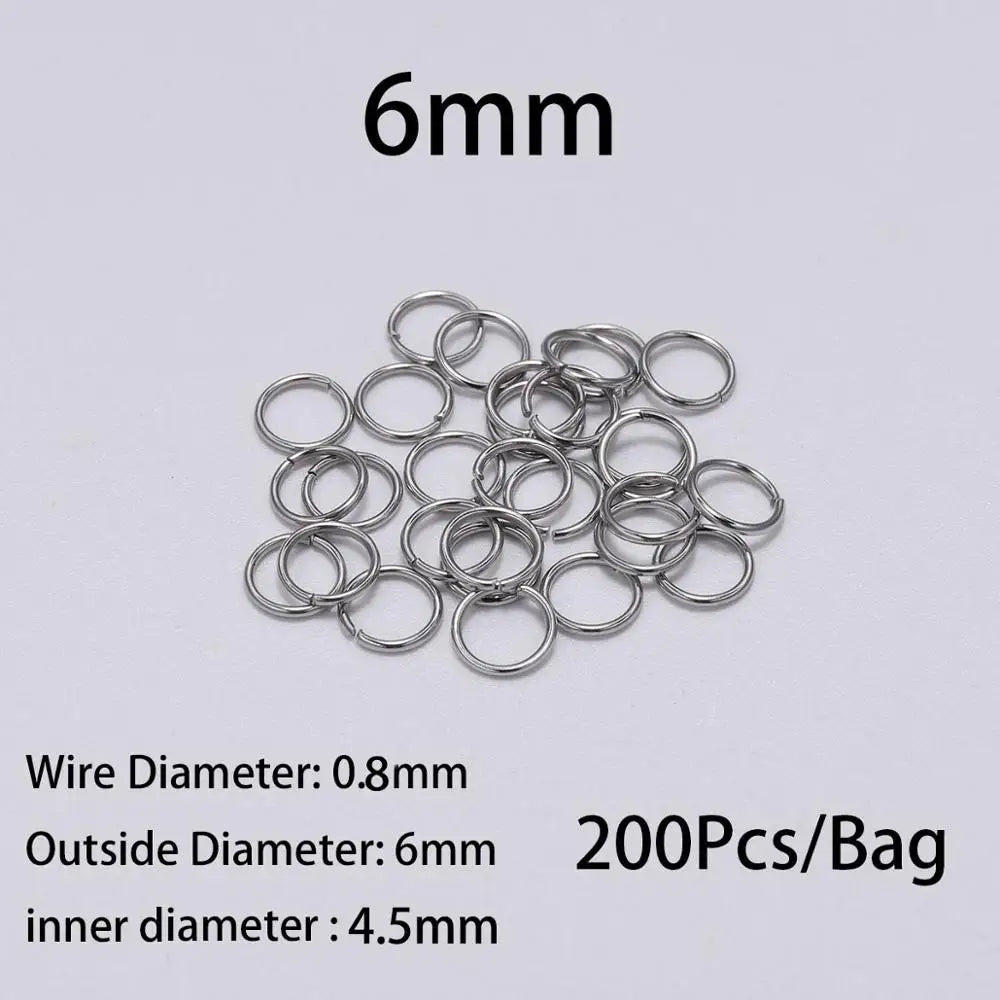 30 à 200 Anneaux de jonction fendus en acier inoxydable (3 à 25 mm) – Connecteurs à boucle ouverte pour la fabrication de bijoux, bracelets, colliers et loisirs créatifs