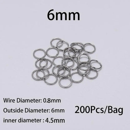 30 à 200 Anneaux de jonction fendus en acier inoxydable (3 à 25 mm) – Connecteurs à boucle ouverte pour la fabrication de bijoux, bracelets, colliers et loisirs créatifs