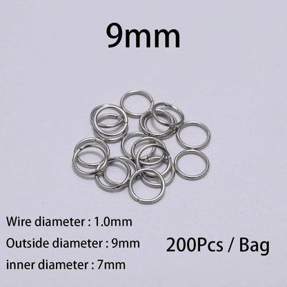 30 à 200 Anneaux de jonction fendus en acier inoxydable (3 à 25 mm) – Connecteurs à boucle ouverte pour la fabrication de bijoux, bracelets, colliers et loisirs créatifs