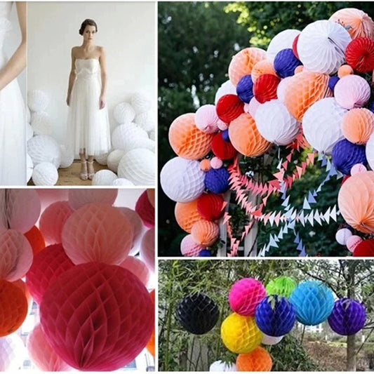 4IN (10CM) Colorful Honeycomb Tissue Paper Ball – Decorative Hanging Lantern for Wedding, Birthday Party & Baby Shower Decor