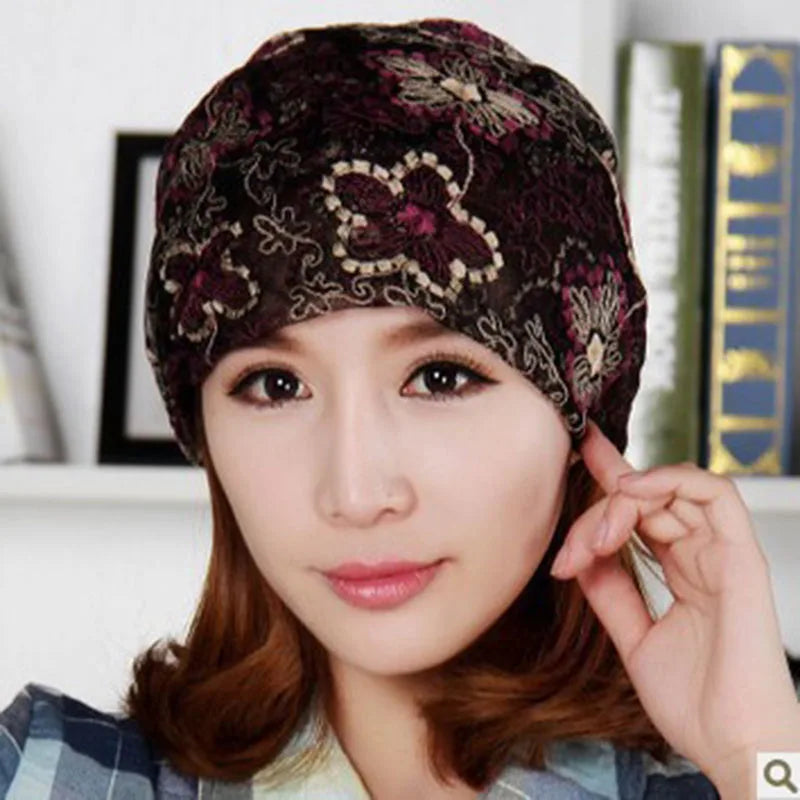 Women's Summer Floral Hat – Lightweight Polyester Bonnet Cap for Adults, Casual Fashion Beanie & Skull Cap for Ladies