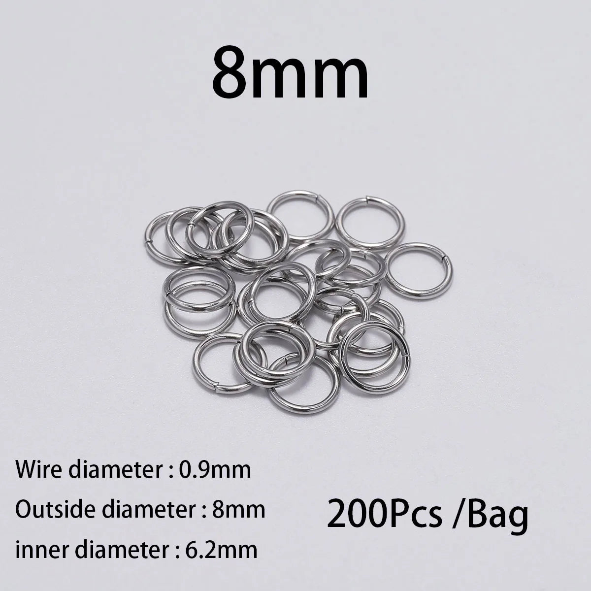 30 à 200 Anneaux de jonction fendus en acier inoxydable (3 à 25 mm) – Connecteurs à boucle ouverte pour la fabrication de bijoux, bracelets, colliers et loisirs créatifs