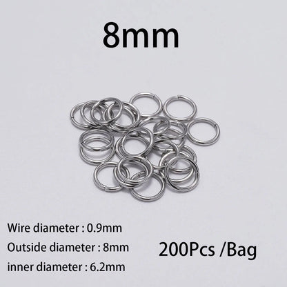 30 à 200 Anneaux de jonction fendus en acier inoxydable (3 à 25 mm) – Connecteurs à boucle ouverte pour la fabrication de bijoux, bracelets, colliers et loisirs créatifs