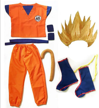 Dragon Cosplay Costume Set – Top, Pants, Belt, Tail, Wrist Accessories, Wig & Shoes for Adults & Kids, Halloween Party & Dress-Up