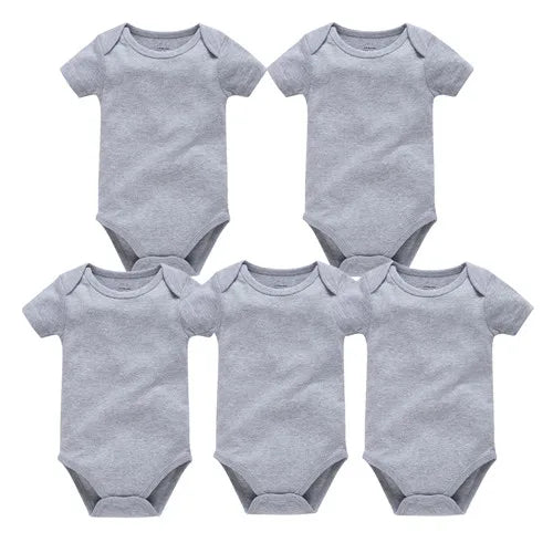 Kavkas Ropa de algodón para bebés – Juego de mamelucos de manga corta de 3 o 5 piezas para recién nacidos, para niños y niñas, mamelucos blancos sólidos de 0 a 24 meses, ropa suave de uso diario para bebés