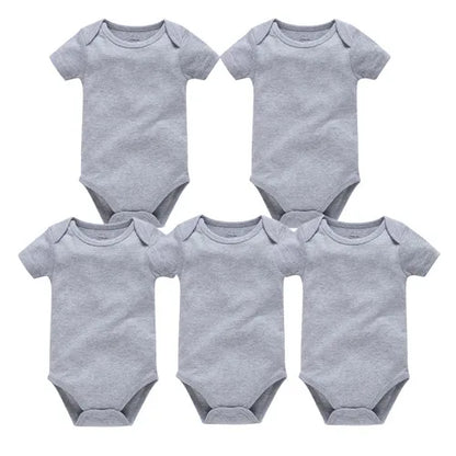 Kavkas Ropa de algodón para bebés – Juego de mamelucos de manga corta de 3 o 5 piezas para recién nacidos, para niños y niñas, mamelucos blancos sólidos de 0 a 24 meses, ropa suave de uso diario para bebés