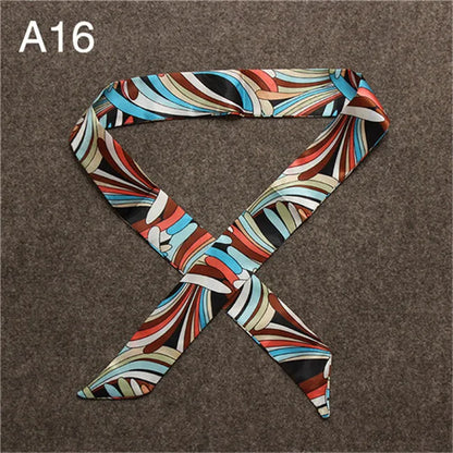 Women's Skinny Silk Scarf – Fashion Handle Bag Twilly Wrap, Versatile Head Scarf & Bag Decoration Accessory