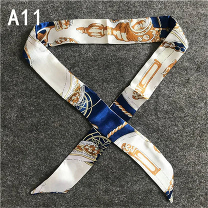Women's Skinny Silk Scarf – Fashion Handle Bag Twilly Wrap, Versatile Head Scarf & Bag Decoration Accessory