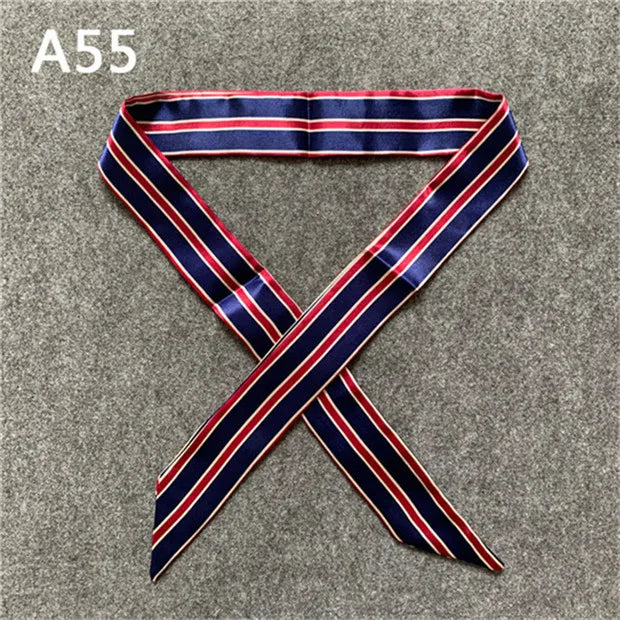 Women's Skinny Silk Scarf – Fashion Handle Bag Twilly Wrap, Versatile Head Scarf & Bag Decoration Accessory
