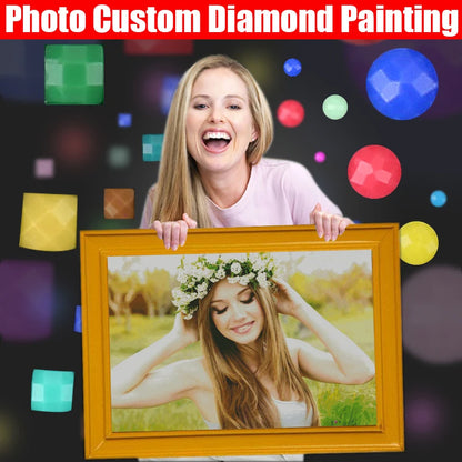 HOMFUN Kit de pintura de diamante personalizado – Arte de bordado con diamantes de imitación 5D DIY, manualidades de mosaico de diamantes personalizadas, regalo de decoración del hogar para bodas con punto de cruz