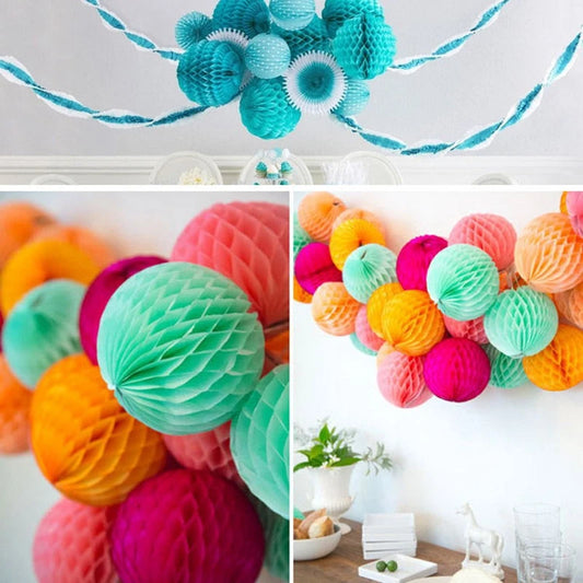 4IN (10CM) Colorful Honeycomb Tissue Paper Ball – Decorative Hanging Lantern for Wedding, Birthday Party & Baby Shower Decor