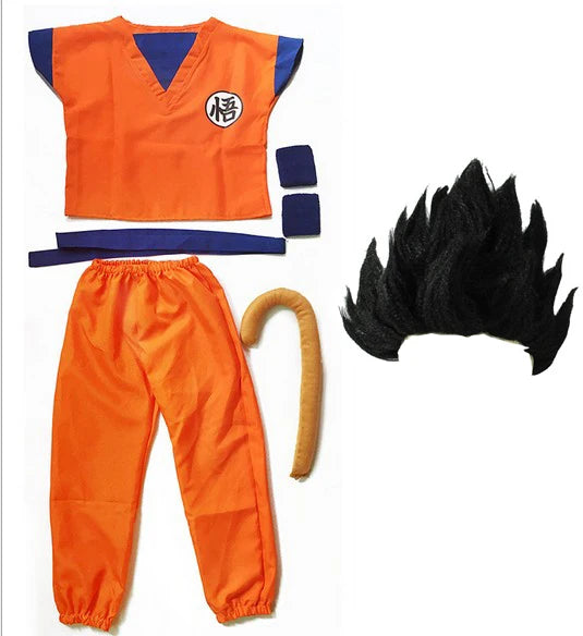 Dragon Cosplay Costume Set – Top, Pants, Belt, Tail, Wrist Accessories, Wig & Shoes for Adults & Kids, Halloween Party & Dress-Up