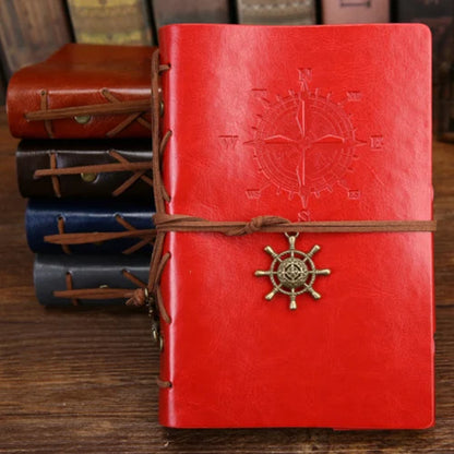 Retro Spiral Leather Notebook – Vintage Pirate Journal with Refillable Pages