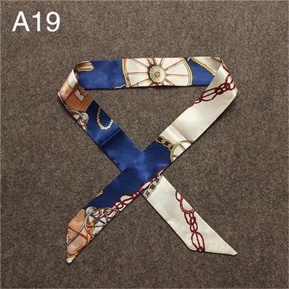 Women's Skinny Silk Scarf – Fashion Handle Bag Twilly Wrap, Versatile Head Scarf & Bag Decoration Accessory