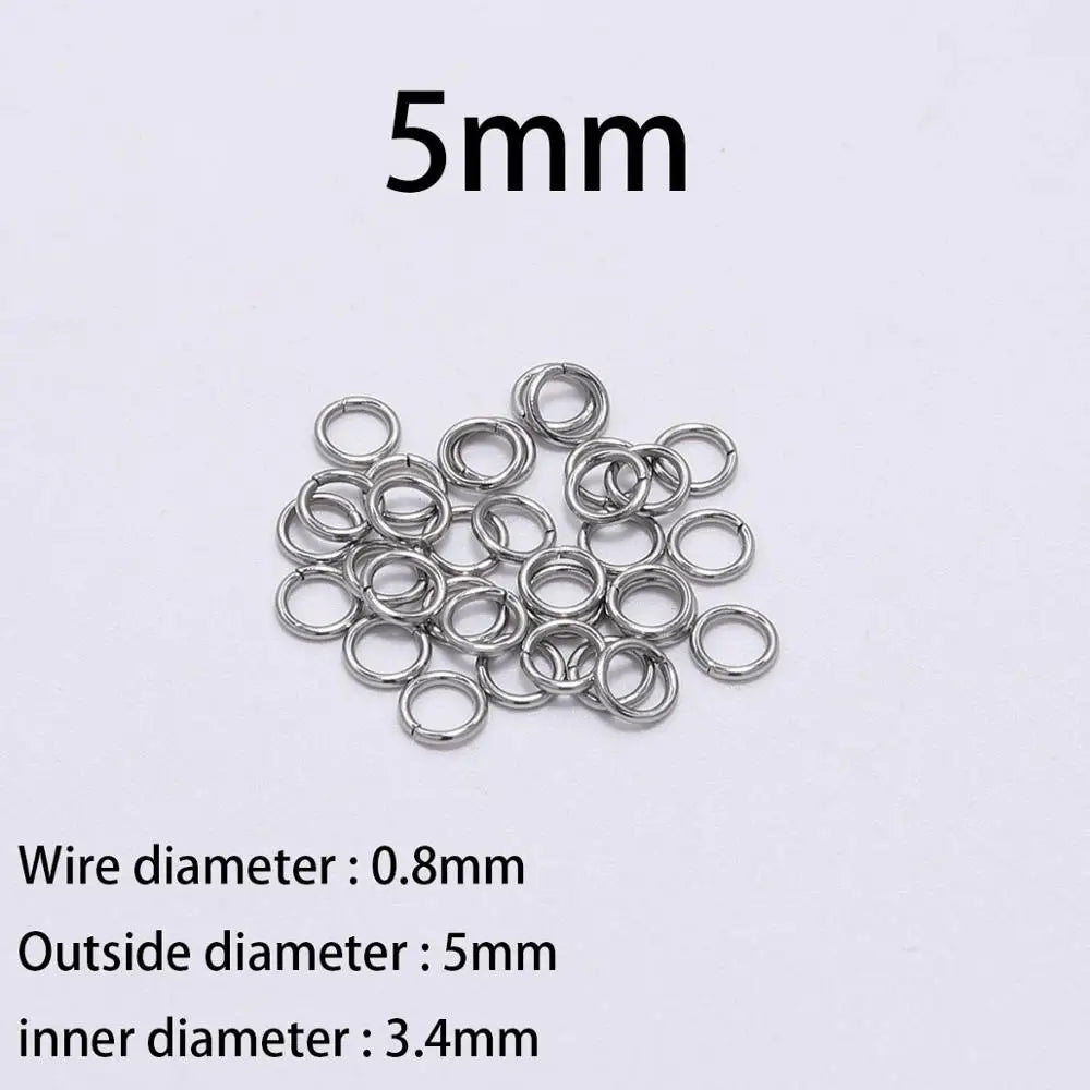 30 à 200 Anneaux de jonction fendus en acier inoxydable (3 à 25 mm) – Connecteurs à boucle ouverte pour la fabrication de bijoux, bracelets, colliers et loisirs créatifs