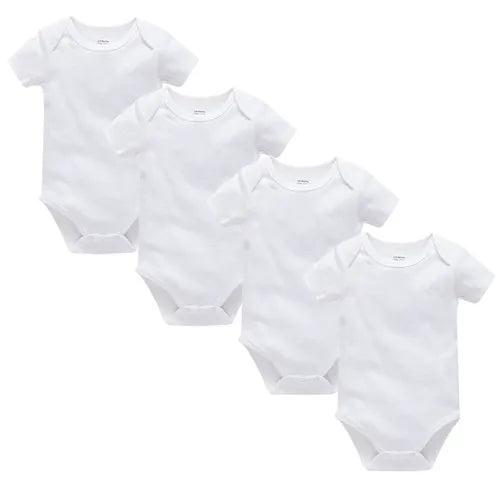 Kavkas Ropa de algodón para bebés – Juego de mamelucos de manga corta de 3 o 5 piezas para recién nacidos, para niños y niñas, mamelucos blancos sólidos de 0 a 24 meses, ropa suave de uso diario para bebés