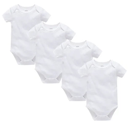 Kavkas Ropa de algodón para bebés – Juego de mamelucos de manga corta de 3 o 5 piezas para recién nacidos, para niños y niñas, mamelucos blancos sólidos de 0 a 24 meses, ropa suave de uso diario para bebés