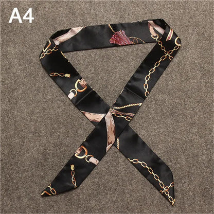 Women's Skinny Silk Scarf – Fashion Handle Bag Twilly Wrap, Versatile Head Scarf & Bag Decoration Accessory