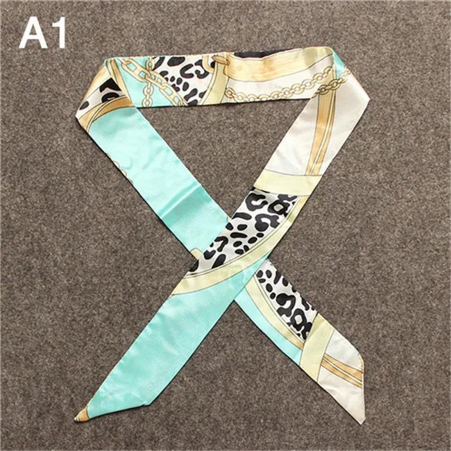 Women's Skinny Silk Scarf – Fashion Handle Bag Twilly Wrap, Versatile Head Scarf & Bag Decoration Accessory