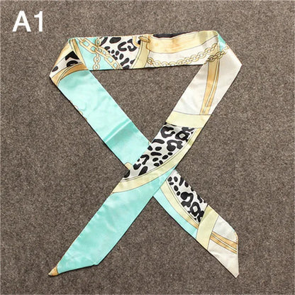 Women's Skinny Silk Scarf – Fashion Handle Bag Twilly Wrap, Versatile Head Scarf & Bag Decoration Accessory