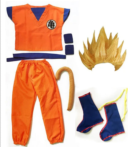 Dragon Cosplay Costume Set – Top, Pants, Belt, Tail, Wrist Accessories, Wig & Shoes for Adults & Kids, Halloween Party & Dress-Up