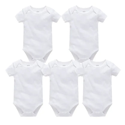 Kavkas Ropa de algodón para bebés – Juego de mamelucos de manga corta de 3 o 5 piezas para recién nacidos, para niños y niñas, mamelucos blancos sólidos de 0 a 24 meses, ropa suave de uso diario para bebés