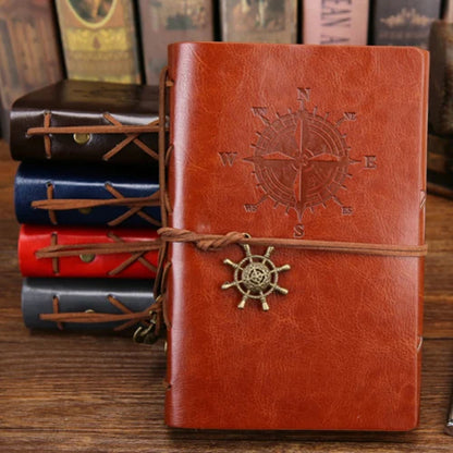 Retro Spiral Leather Notebook – Vintage Pirate Journal with Refillable Pages