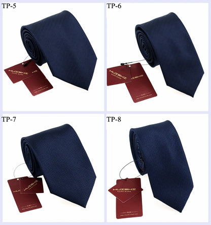 HUISHI Men's Waterproof Jacquard Necktie – 6cm Solid Dark Blue Tie for Business, Weddings & Formal Wear
