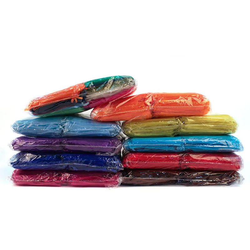100pcs Organza Gift Bags – 22 Colors Drawstring Jewelry Pouches for Wedding, Christmas, Party Favors, Candy Gifts & Packaging Display