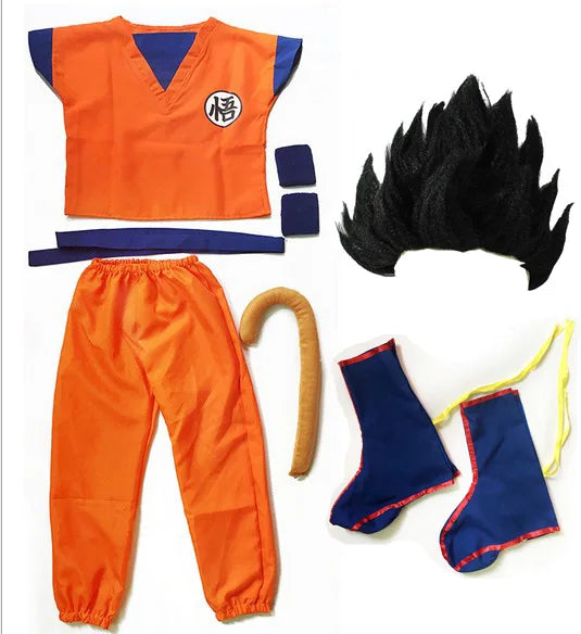 Dragon Cosplay Costume Set – Top, Pants, Belt, Tail, Wrist Accessories, Wig & Shoes for Adults & Kids, Halloween Party & Dress-Up