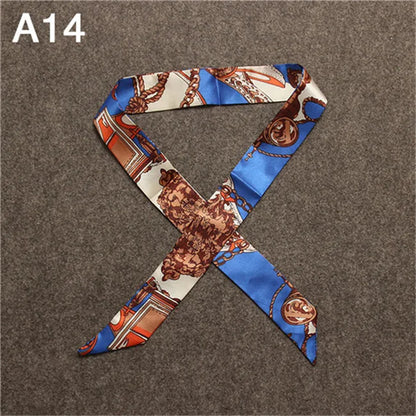 Women's Skinny Silk Scarf – Fashion Handle Bag Twilly Wrap, Versatile Head Scarf & Bag Decoration Accessory