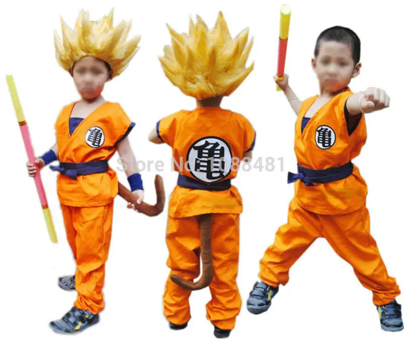 Dragon Cosplay Costume Set – Top, Pants, Belt, Tail, Wrist Accessories, Wig & Shoes for Adults & Kids, Halloween Party & Dress-Up