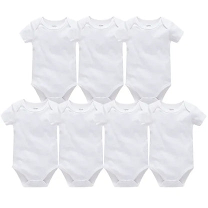Kavkas Ropa de algodón para bebés – Juego de mamelucos de manga corta de 3 o 5 piezas para recién nacidos, para niños y niñas, mamelucos blancos sólidos de 0 a 24 meses, ropa suave de uso diario para bebés