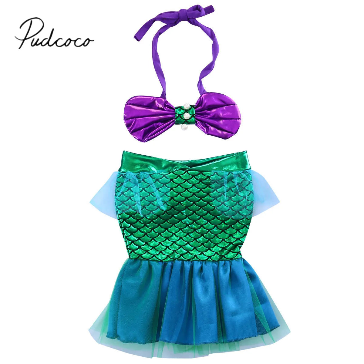 Baby Girls Summer Swimsuit Set – Chiffon Scale Dress Bikini Outfit for Newborn & Infant Beach Wear