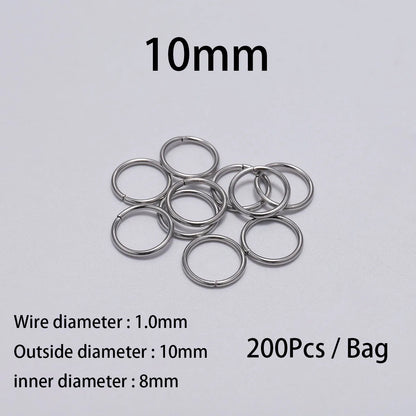 30 à 200 Anneaux de jonction fendus en acier inoxydable (3 à 25 mm) – Connecteurs à boucle ouverte pour la fabrication de bijoux, bracelets, colliers et loisirs créatifs