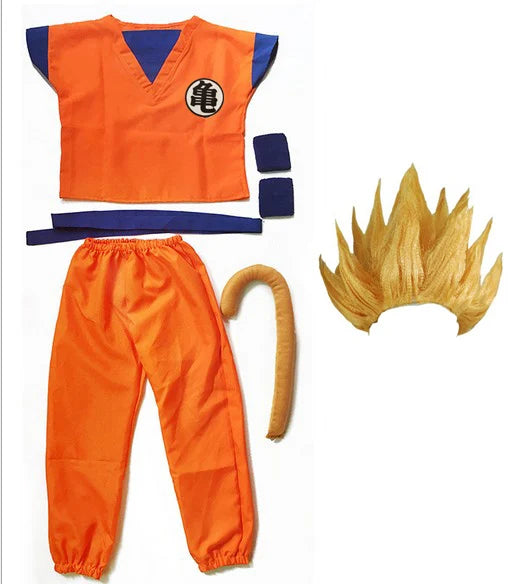 Dragon Cosplay Costume Set – Top, Pants, Belt, Tail, Wrist Accessories, Wig & Shoes for Adults & Kids, Halloween Party & Dress-Up