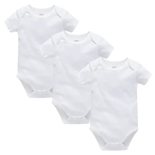 Kavkas Ropa de algodón para bebés – Juego de mamelucos de manga corta de 3 o 5 piezas para recién nacidos, para niños y niñas, mamelucos blancos sólidos de 0 a 24 meses, ropa suave de uso diario para bebés