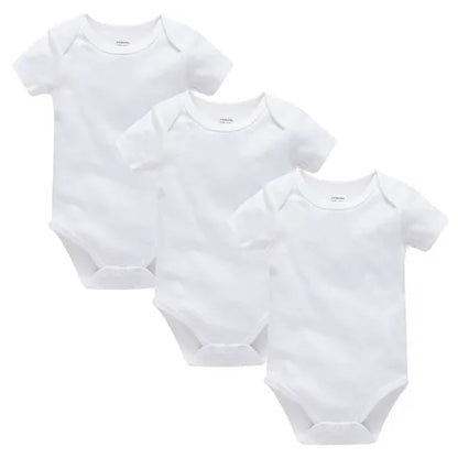 Kavkas Ropa de algodón para bebés – Juego de mamelucos de manga corta de 3 o 5 piezas para recién nacidos, para niños y niñas, mamelucos blancos sólidos de 0 a 24 meses, ropa suave de uso diario para bebés