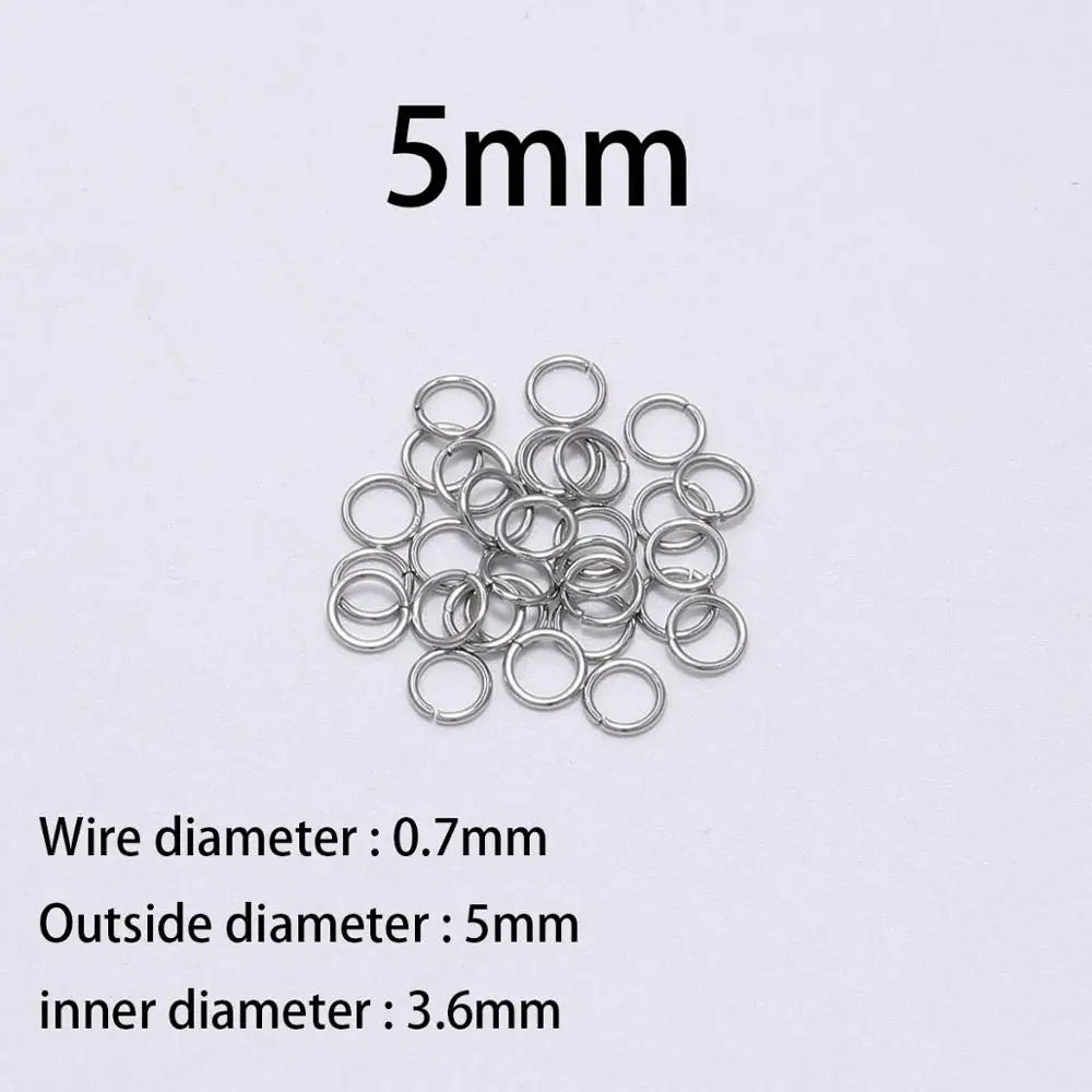 30 à 200 Anneaux de jonction fendus en acier inoxydable (3 à 25 mm) – Connecteurs à boucle ouverte pour la fabrication de bijoux, bracelets, colliers et loisirs créatifs