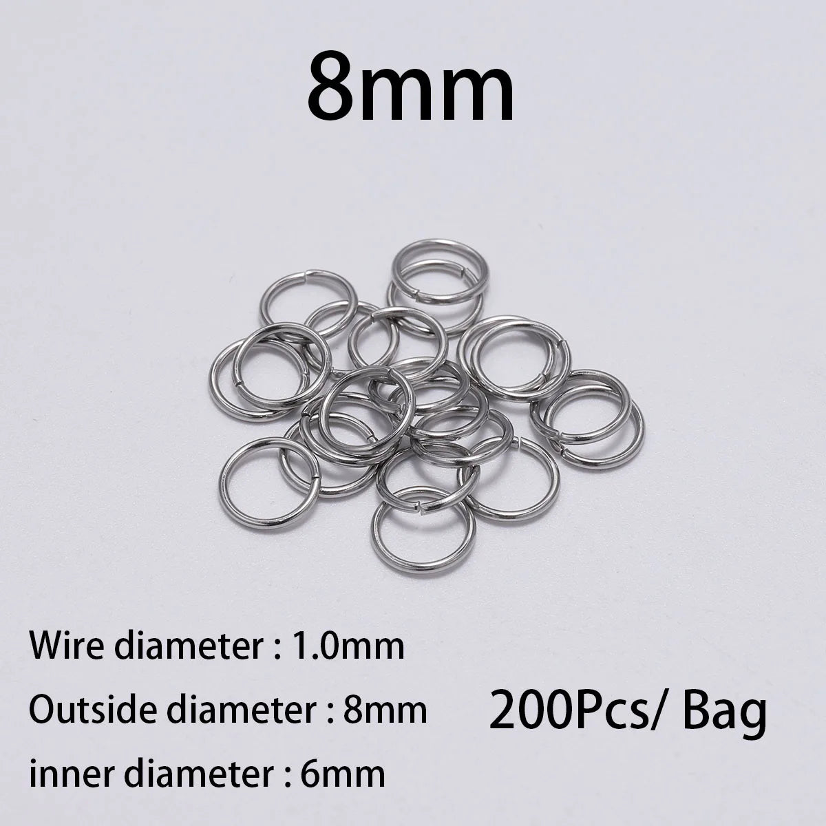 30 à 200 Anneaux de jonction fendus en acier inoxydable (3 à 25 mm) – Connecteurs à boucle ouverte pour la fabrication de bijoux, bracelets, colliers et loisirs créatifs