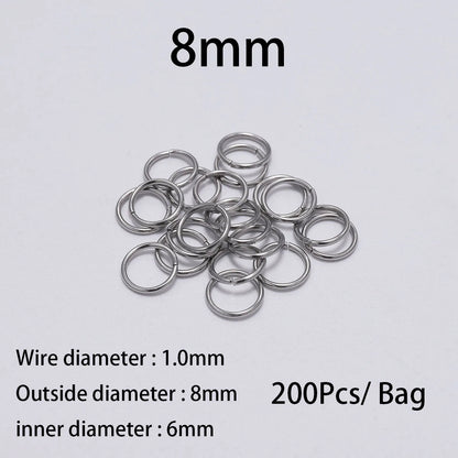30 à 200 Anneaux de jonction fendus en acier inoxydable (3 à 25 mm) – Connecteurs à boucle ouverte pour la fabrication de bijoux, bracelets, colliers et loisirs créatifs