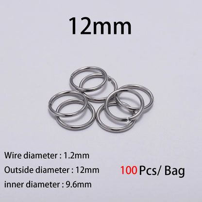 30 à 200 Anneaux de jonction fendus en acier inoxydable (3 à 25 mm) – Connecteurs à boucle ouverte pour la fabrication de bijoux, bracelets, colliers et loisirs créatifs