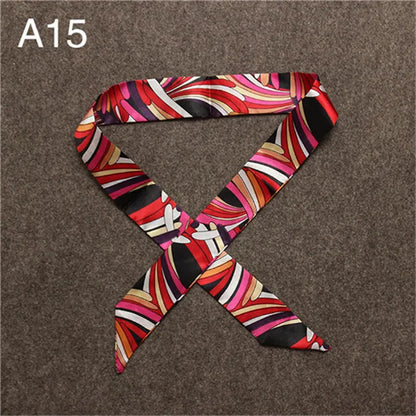 Women's Skinny Silk Scarf – Fashion Handle Bag Twilly Wrap, Versatile Head Scarf & Bag Decoration Accessory