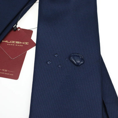 HUISHI Men's Waterproof Jacquard Necktie – 6cm Solid Dark Blue Tie for Business, Weddings & Formal Wear