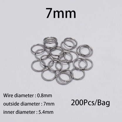30 à 200 Anneaux de jonction fendus en acier inoxydable (3 à 25 mm) – Connecteurs à boucle ouverte pour la fabrication de bijoux, bracelets, colliers et loisirs créatifs