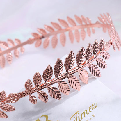Vintage Gold Leaf Bridal Headband – Roman Greek Goddess Wedding Tiara Crown Hair Accessory for Women
