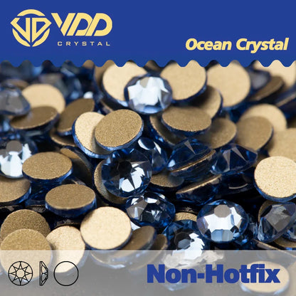VDD 2088 Crystal Flower Nail Rhinestones – Non-Hotfix 8 Big & 8 Small Flatback Gems for Nail Art & DIY Decorations