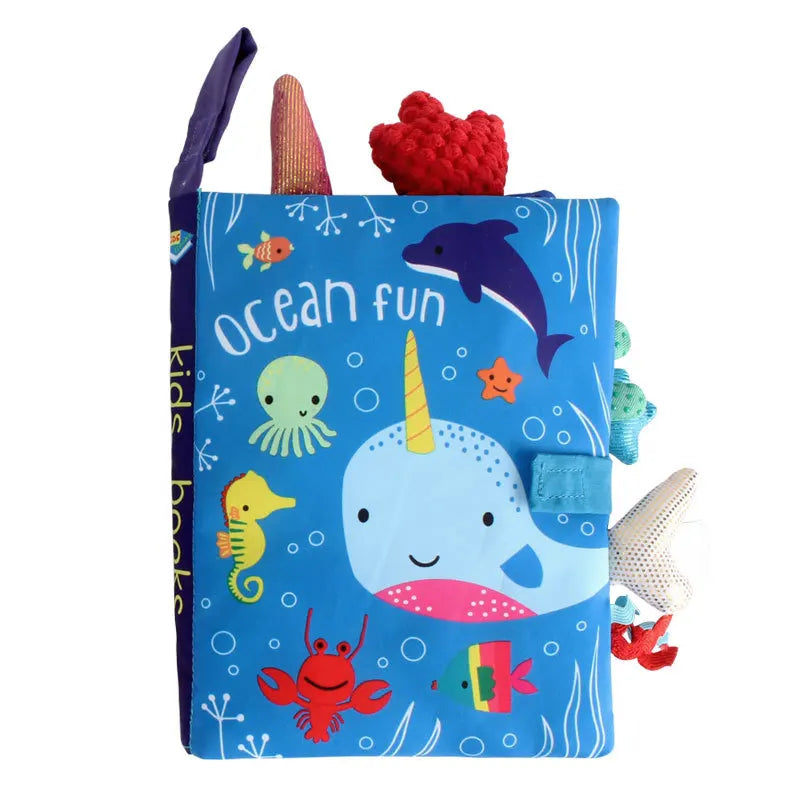 Livre en tissu éducatif pour bébés – Jouet d'apprentissage pour nourrissons de 0 à 36 mois, livre sensoriel d'éveil avec papier bruissant, hochet en queue, activité de puzzle interactive parent-enfant pour tout-petits