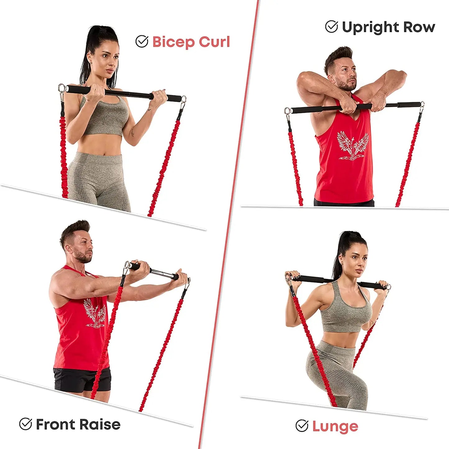 Juego de Bandas de Resistencia para Barra de Ejercicio – Expansor de Cuerda para Pilates y Yoga para Entrenamiento de Fuerza, Fisicoculturismo, Gimnasio en Casa y Ejercicios de Fitness