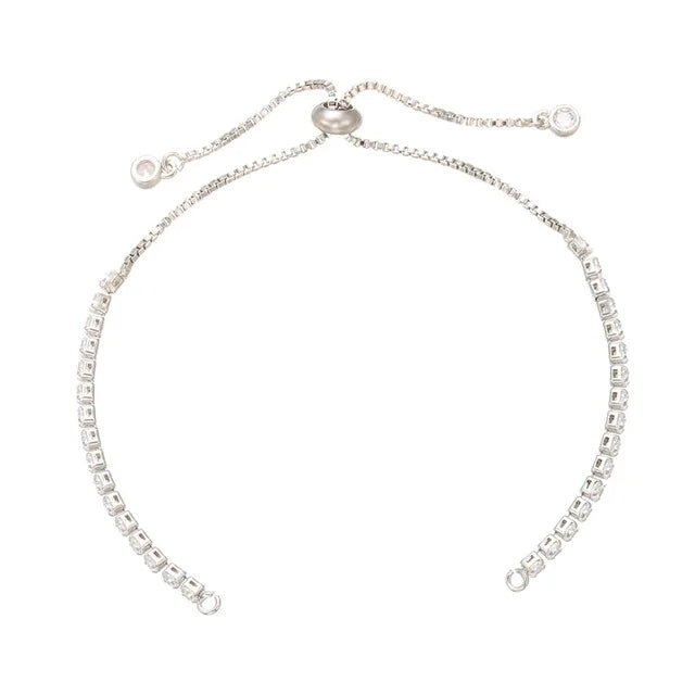 Cadena de pulsera ajustable de latón con diamantes de imitación – Cadena de joyería de 240 mm para pulseras, dijes y fabricación de joyas